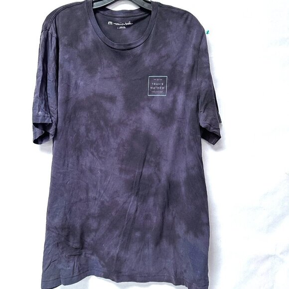 Travis Matthew Tee Shirt Size Large Blue Tie Dyed Bleached Tied Dyed Black - Picture 2 of 6